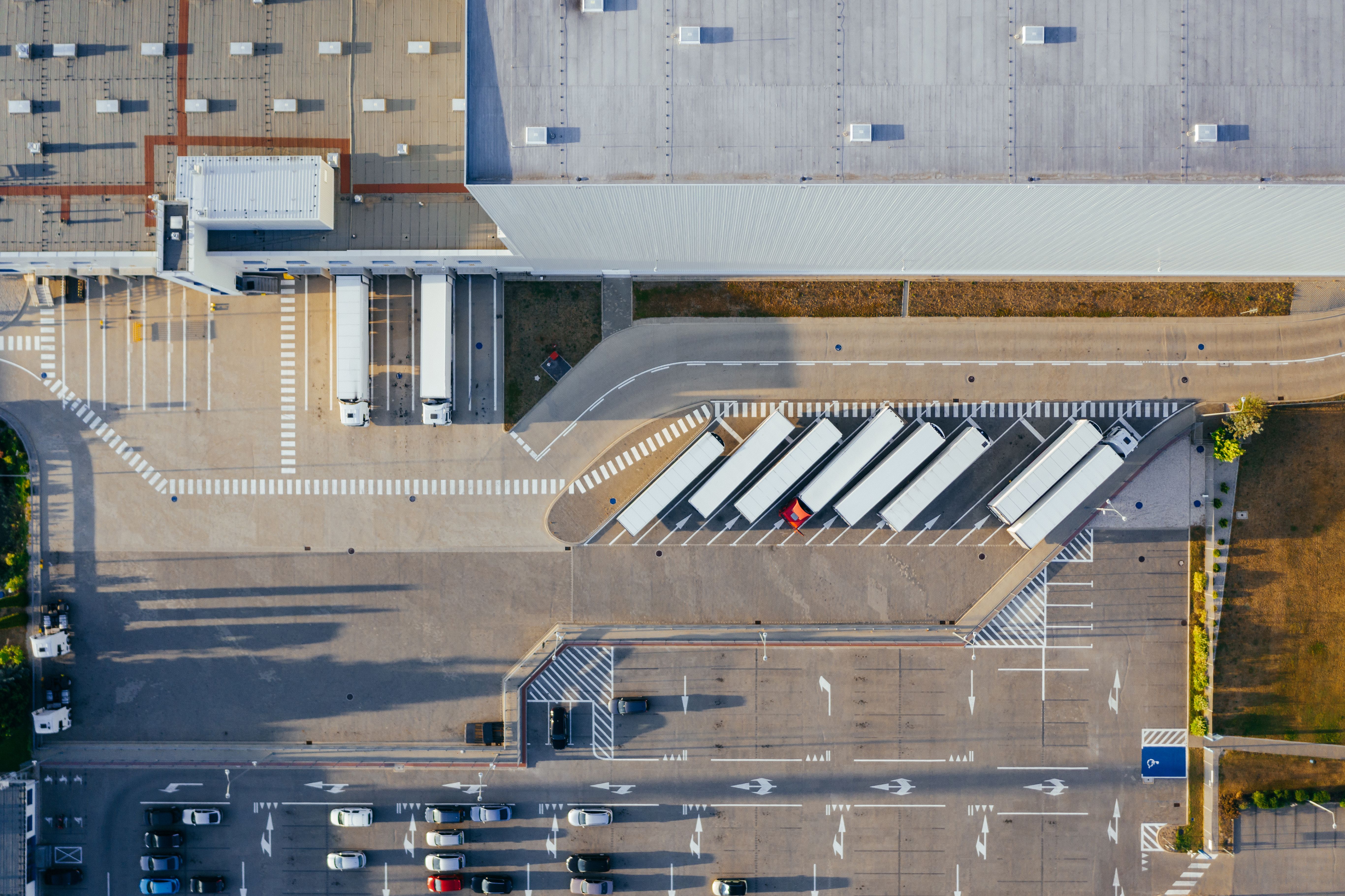 Commercial trucks on highway for freight shipping